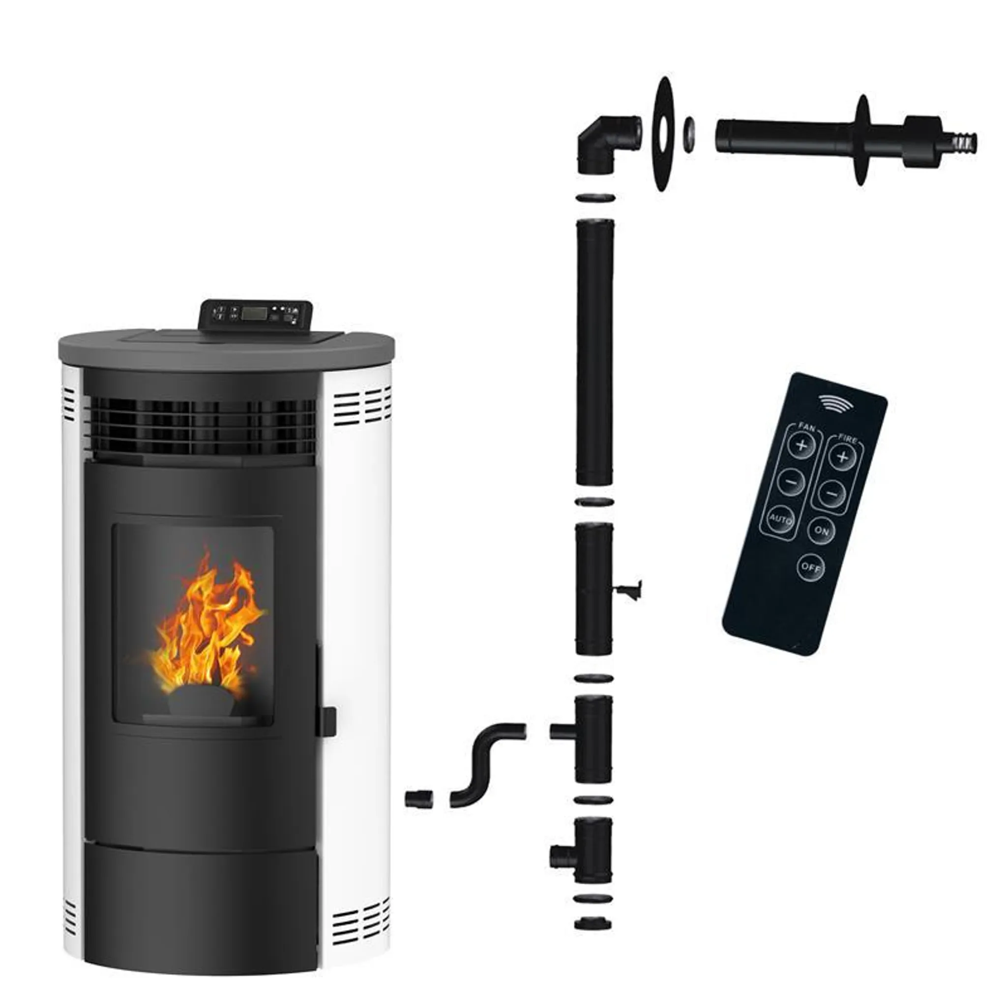 Flavia 15 kW Sannover White – Pelletofen inkl. Montageset