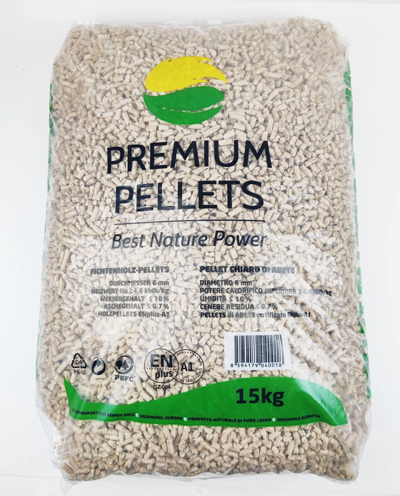 PREMIUM PELLETS Fichte ENplus A1 – Palette 1050 kg