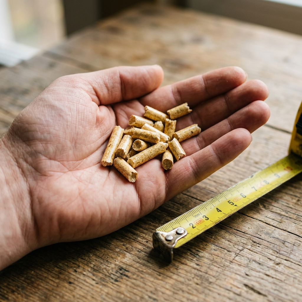 Premium Pellets ENplus A1 (1050 kg / 1 Palette) – Größenvergleich